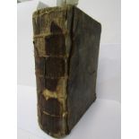EARLY 18TH CENTURY BIBLE, bound in with 1725 edition of Psalms, period binding worn