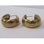 PAIR OF 3/4 HOOP ENGRAVED EARRINGS, of foliate design, approximately 6.4grms total weight