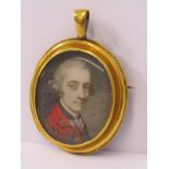 GOLD FRAMED MINIATURE OF GEORGIAN DRESSED GENTLEMAN SOLDIER