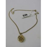 9ct YELLOW GOLD LOCKET on 9ct yellow gold curb link necklace, combined weight of approx 8.4 grams