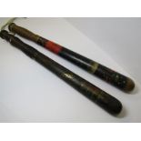 ANTIQUE TRUNCHEONS, Borough of Great Yarmouth hard wood truncheon signed William Jessup, together