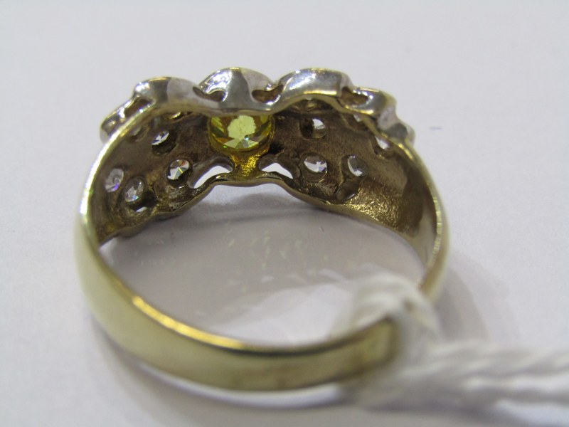 9CT YELLOW GOLD YELLOW & WHITE STONE CLUSTER RING, approx. 3.9grms in weight, size P - Image 3 of 3