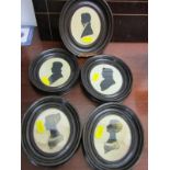 SILHOUETTES, collection of 5 oval framed portraits including 2 gilt heightened studies of late