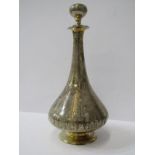 QUALITY SILVER PERFUME FLASK, the body with bulbous base and fine engraved foliate decoration on a