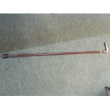 WALKING CANE, Chinese silver gripped rosewood walking cane