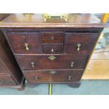 ANTIQUE OAK LINEN PRESS BASE, chest base of 4 short drawers and 2 long drawers with brass pear