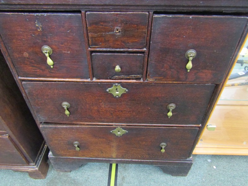 ANTIQUE OAK LINEN PRESS BASE, chest base of 4 short drawers and 2 long drawers with brass pear - Image 2 of 2