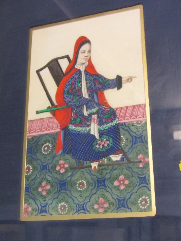 ORIENTAL SCHOOL, 19th Century Chinese painting on rice paper, "Seated Woman in Costume", 7" x 4.5" - Image 2 of 2