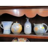 STUDIO POTTERY, collection of 4 pieces salt glazed Truro pottery by Barry Huggett, consisting of 2