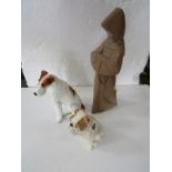 ROYAL DOULTON SEATED BULLDOG, also limited edition seated Terrier figure, 7" height and Lladro Monk,