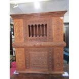 LIVERY HUTCH, carved oak and rosewood replica food hutch, dated 1930, 35" height 30" width