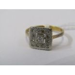 VINTAGE 18ct YELLOW GOLD & PLATINUM DIAMOND CLUSTER STYLE RING, size J