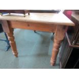 PINE FARMHOUSE TABLE, tapering turned legs, 33" width 60" length