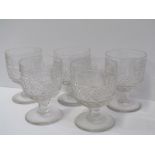 ANTIQUE GLASSWARE, set of 5" Georgian design cut glass rummers