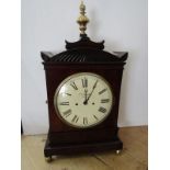 19TH CENTURY BRACKET CLOCK, signed "P Forester of Hull", in mahogany case with brass finial, on