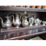 SILVERPLATE, 4 piece plated circular body tea service by Viners, together with pair of silver plated