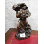 FRENCH SCULPTURE, bronze cased figure "Mother and Child", 8.5" height