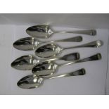 GEORGIAN SILVER, collection of 6 Georgian silver dessert spoons, various dates and makers, 369 grams