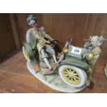 CAPO-DI-MONTE GROUP, "The Derelict Car", signed "Le Disavventure Di Hilord", 10" height