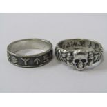 2 GERMAN WORLD WAR II, NAZI STYLE RINGS, in silver