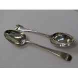 HESTER BATEMAN, 2 silver dessert spoons, each with a Hester Bateman stamp, approx 8.5" length, 116