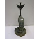 METALWARE, oriental crane on rocky outcrop light fitting base, 13.5" height