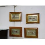 STEVENGRAPHS, collection of 4 maple framed stevengraphs, "The Start/The Finish/The Good Old Days and
