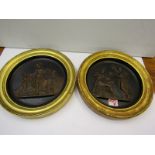 PAIR OF TERRACOTTA CIRCULAR CLASSICAL PLAQUES, stamped "P.Ipsen", 11" dia