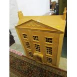 DOLLS HOUSE, contemporary 3 storey Georgian-style dolls house with fitted interior