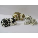 ROYAL CROWN DERBY PAPERWEIGHTS, 3 Cat paperweights "Misty/Millie Kitten and Cottage Garden Kitty"