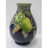 MOORCROFT, "Fruit" design 8" baluster vase, by Debbie Hancock, dated 1999