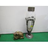 ORIVIT CUT GLASS 10.5" VASE, stamped mark, together with eastern brass elephant candle holder