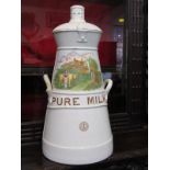 ANTIQUE MILK CHURN, early 20th Century white glazed pottery "Pure Milk", twin handled churn and
