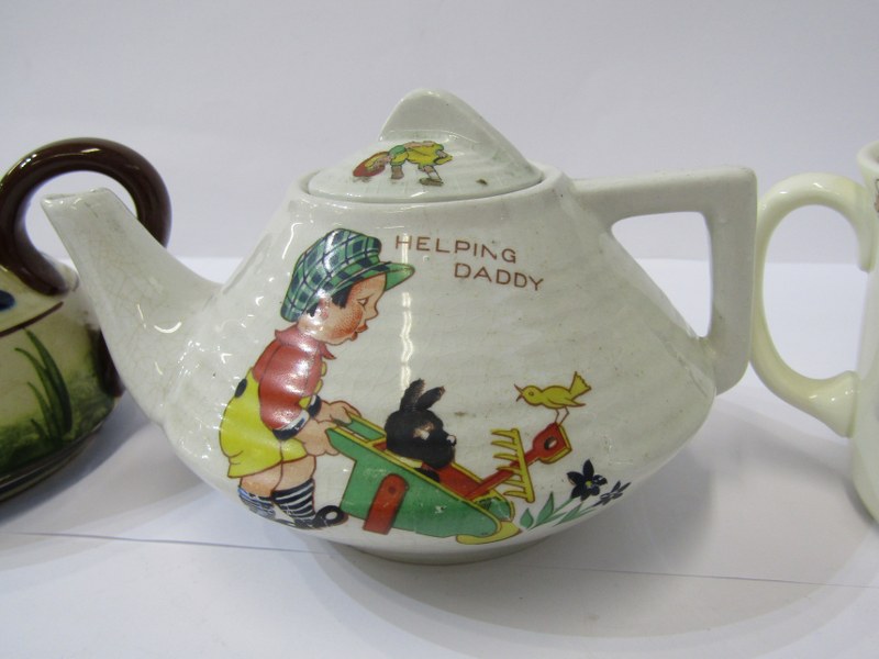 MABEL LUCIE ATTWELL, "Helping Daddy" tea pot, also Devon mottoware Cockeral design tea pot and - Image 2 of 8