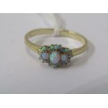 9CT YELLOW GOLD OPAL CLUSTER RING, size Q