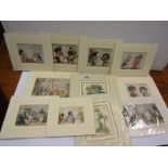 GEORGIAN CARICATURES, group of 6 hand coloured mounted prints, together with 5 other antique