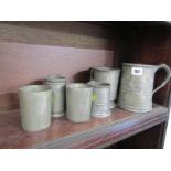 ANTIQUE PEWTER, pewter tankards with ownership inscriptions including:- Glyn Arms, Ewell, Spring