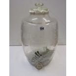 VICTORIAN CUT GLASS, table top spirit barrel with tap, 15" height