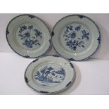 ORIENTAL CERAMICS, pair of early export underglaze blue floral design dessert plates, together