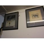CHRIS PLOWMAN, signed colour prints dated 1974 and 1975, "Floating Zebras" and "Caged Elephant",