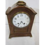 BRACKET CLOCK, oak domed case bracket clock by Maple & Co, 10" height