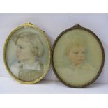 HILDA BOWYER, signed oval miniature portrait dated 1914, "Portrait of Child" and 1 other by same