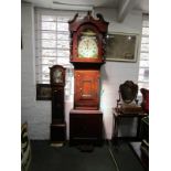 8 DAY LONG CASE CLOCK, by Dickerson of Skipton with painted arch dial in a mahogany veneered case,