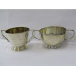 SILVER TWIN HANDLED SUGAR BOWLS, 2 Birmingham silver twin handled sugar bowls, 1 of Art Deco