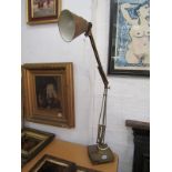 RETRO ANGLE POISE LAMP, 1950's bronze effect angle poise lamp, 39" high