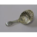 GEORIAN SILVER CADDY SPOON, fiddle pattern with shell bowl, London circa 1780