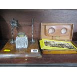 STEREOSCOPIC VIEWER, late Victorian mahogany portable viewer with collection of 11 topographical