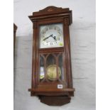 ART DECO, oak hanging wall clock with satin finish dial, 27" height