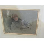 PORTRAIT, unsigned pastel "Sleeping Young Lady", 8" x 10"