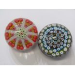 PAPERWEIGHTS, Strathearn domed top glass paperweight and 1 other